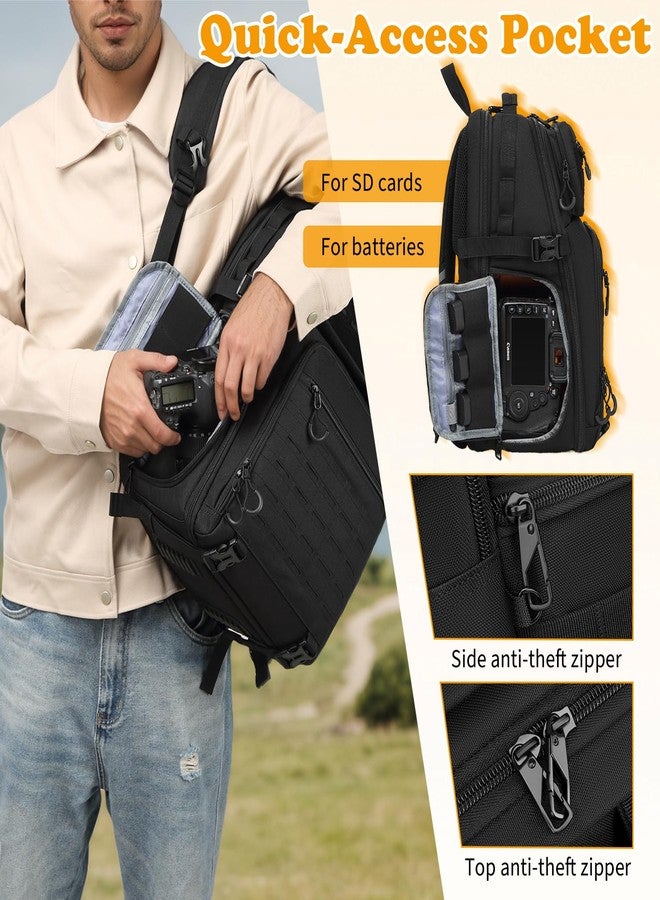 HAMBOLY Professional Camera Backpack, Waterproof Tactical Photography Bag for DSLR/SLR/Mirrorless Camera with Tripod Holder & Rain Cover, 15.6 Inch Professional Photographer Backpack Case - Image 4