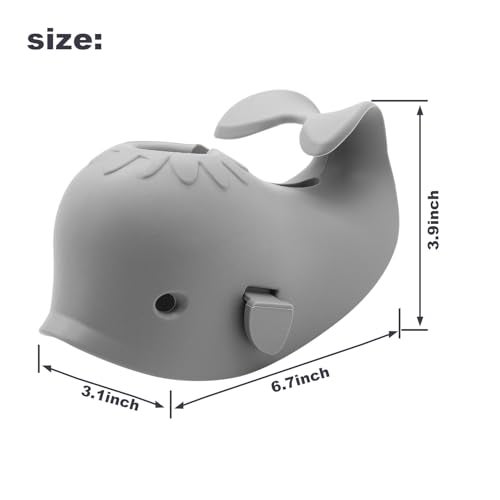 UMUACCAN Baby Bathtub Faucet Cover, Faucet Cover Baby Bathtub Spout Cover, Bath Spout Protective Cover, Bathtub Safety Spout Guard, Baby Safety Protection Silicone Kit, Grey Whale Protector - Image 3