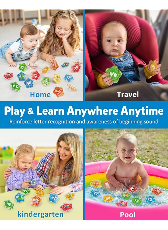 كوجام مجموعة ألعاب حمام عائمة على شكل نجمة البحر، 26 قطعة، حوض استحمام، مجموعة حروف أبجدية، لعبة تعليمية من مونتيسوري، أنشطة تعليمية، لعبة استحمام، هدية للأطفال الصغار في سن ما قبل المدرسة من عمر 2 إلى 5 سنوات - Image 5