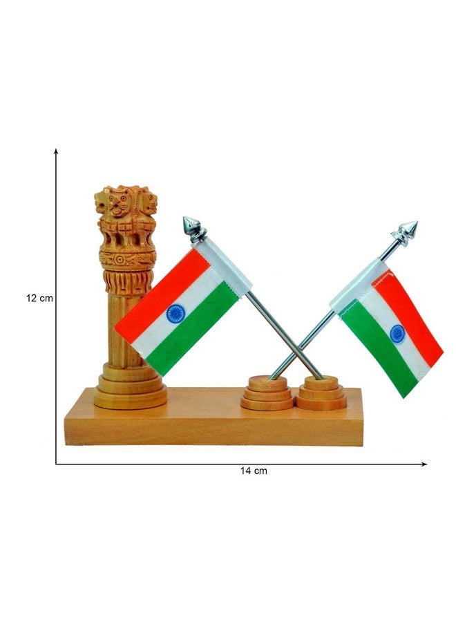 Craft Trade Office Table Decorative Items - Handmade Ashok Stamb Pillar with National Flag Decorative Showpiece for Office Desk Patriotic Gift for Teachers, Lawyers and Officer - Image 2