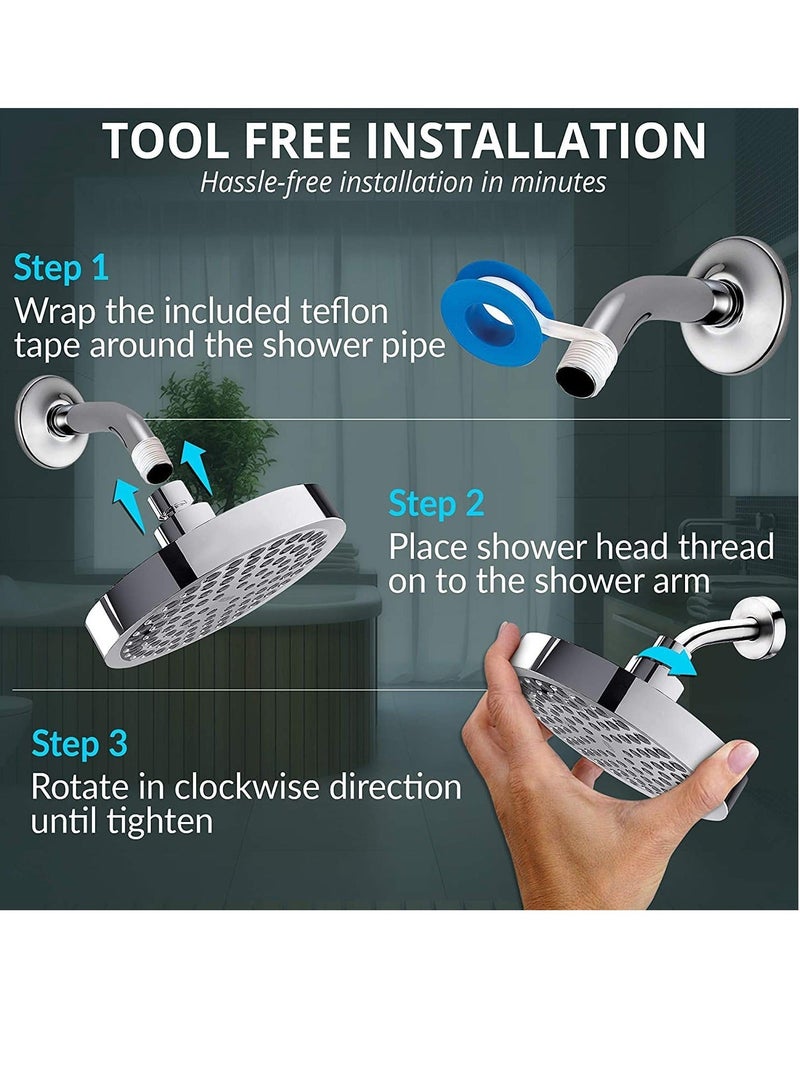 Shower Head High Pressure Rain Luxury Bathroom Showerhead with Chrome Plated Finish Adjustable Angles Anti-Clogging Silicone Nozzles - Image 5