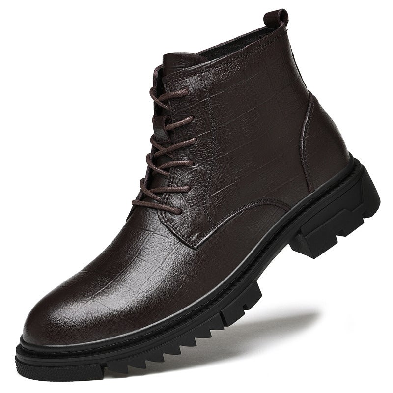 Winter Men'S Plus Size 45 Leather Martin Boots 46 Fleece-Lined Warm 47 Overalls Boots Small Size 36 Full Cowhide 37 Leather Boots - Image 5