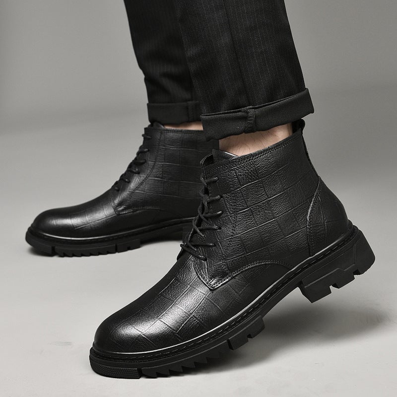 Winter Men'S Plus Size 45 Leather Martin Boots 46 Fleece-Lined Warm 47 Overalls Boots Small Size 36 Full Cowhide 37 Leather Boots - Image 4