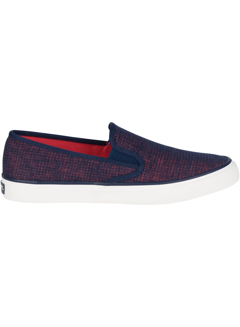 SPERRY سبيري - سي سايد حذاء لينين بتدرج لونين أزرق Navy - Image 1