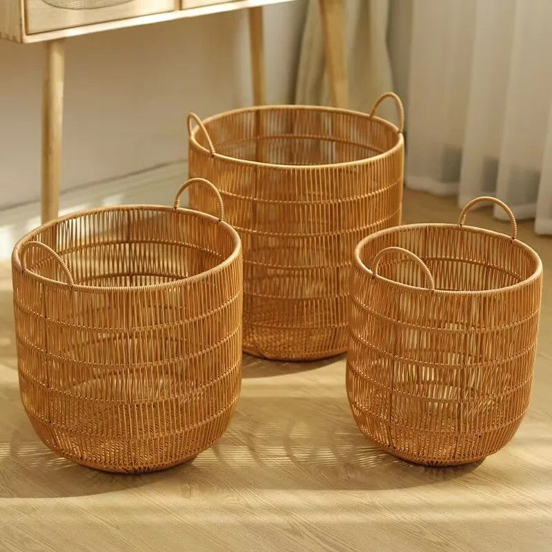 Y&D Rattan Laundry Basket - Hotel/B&B Towel Holder, Home Toy Storage Bin - Image 1