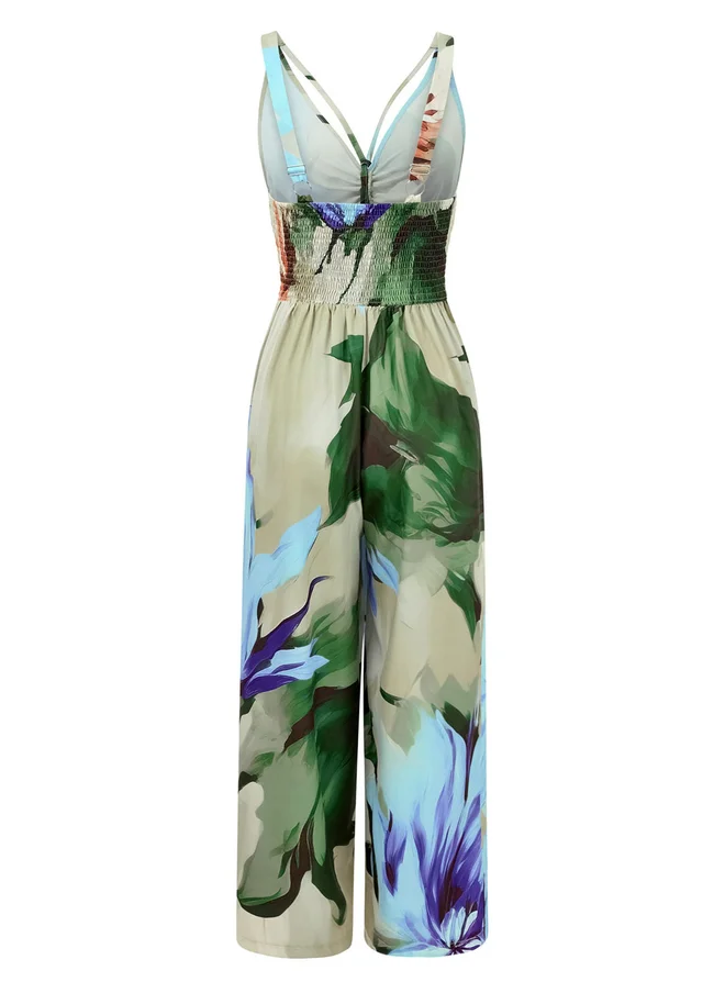 Take Two Take Two cAllover Plant Print Cami Jumpsuit