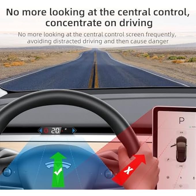 ريحني شاشة عرض تيسلا هود ميني هيدز مخفية مع شاشة عرض لمطابقة السرعة بالأميال أو الكيلومترات وإشارات الانعطاف وقوة السيارة ومقاومة للماء والرطوبة لطراز 3 وY موديل 2019-2023 - Image 4