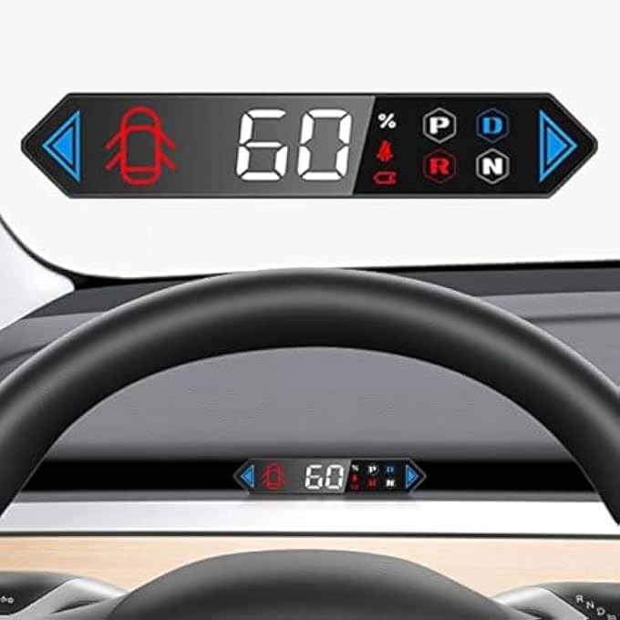 ريحني شاشة عرض تيسلا هود ميني هيدز مخفية مع شاشة عرض لمطابقة السرعة بالأميال أو الكيلومترات وإشارات الانعطاف وقوة السيارة ومقاومة للماء والرطوبة لطراز 3 وY موديل 2019-2023 - Image 2