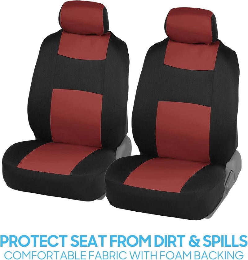 BDK PolyPro Car Seat Covers Full Set in Terracotta on Black, Front and Rear Split Bench Seat Covers for Cars, Easy to Install Car Seat Cover Set, Car Accessories for Auto Trucks Van SUV - Terracotta - Image 3