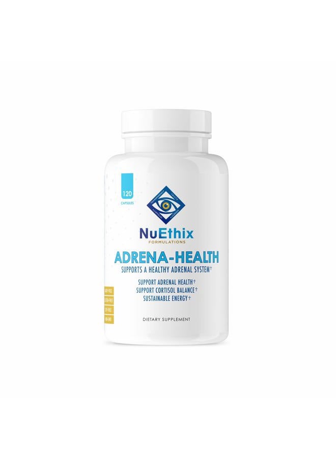 NuEthix Formulations Adrena-Health Dietary Supplement, Support Cortisol Health, Energy Levels, Mood Moderation, Adrenal Support Supplements for Women & Men, Fatigue Supplement - 120 Capsules  - Image 1