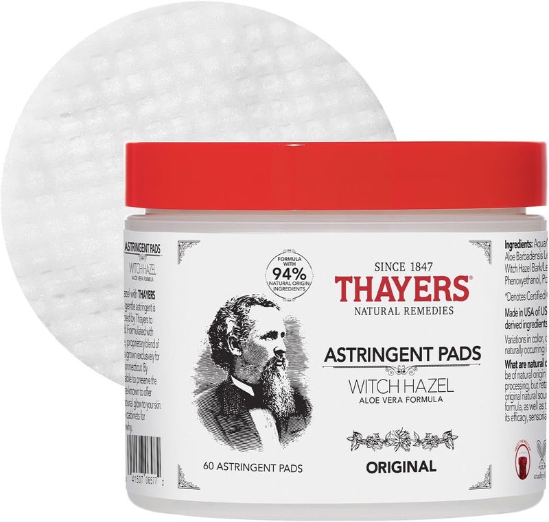 THAYERS Witch Hazel With Aloe Vera - 60 Pads - Image 1