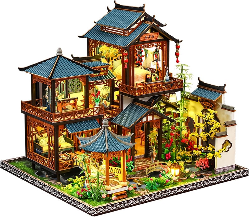 Spilay Gulf popular simple design DIY Miniature Dollhouse Kit,DIY Dollhouse Kit with Wooden Furniture,Dust Proof Cover, Music Box and LED,Handmade Crafts Gifts for Birthday Christmas and Valentine's Day（P019） Market demand focused build - Image 1
