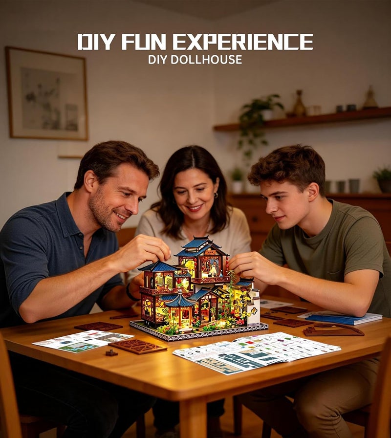 Spilay Gulf popular simple design DIY Miniature Dollhouse Kit,DIY Dollhouse Kit with Wooden Furniture,Dust Proof Cover, Music Box and LED,Handmade Crafts Gifts for Birthday Christmas and Valentine's Day（P019） Market demand focused build - Image 5