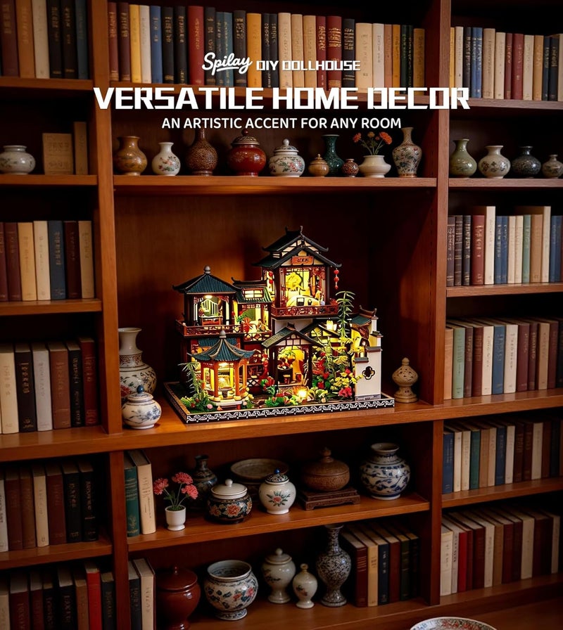 Spilay Gulf popular simple design DIY Miniature Dollhouse Kit,DIY Dollhouse Kit with Wooden Furniture,Dust Proof Cover, Music Box and LED,Handmade Crafts Gifts for Birthday Christmas and Valentine's Day（P019） Market demand focused build - Image 4