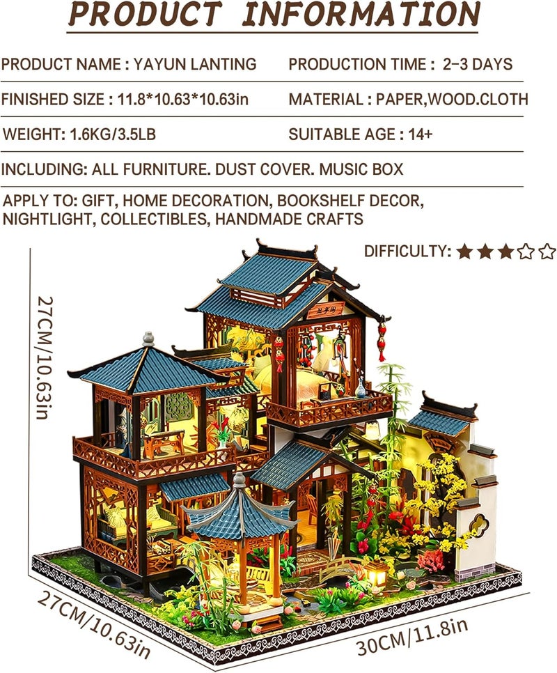Spilay Gulf popular simple design DIY Miniature Dollhouse Kit,DIY Dollhouse Kit with Wooden Furniture,Dust Proof Cover, Music Box and LED,Handmade Crafts Gifts for Birthday Christmas and Valentine's Day（P019） Market demand focused build - Image 2