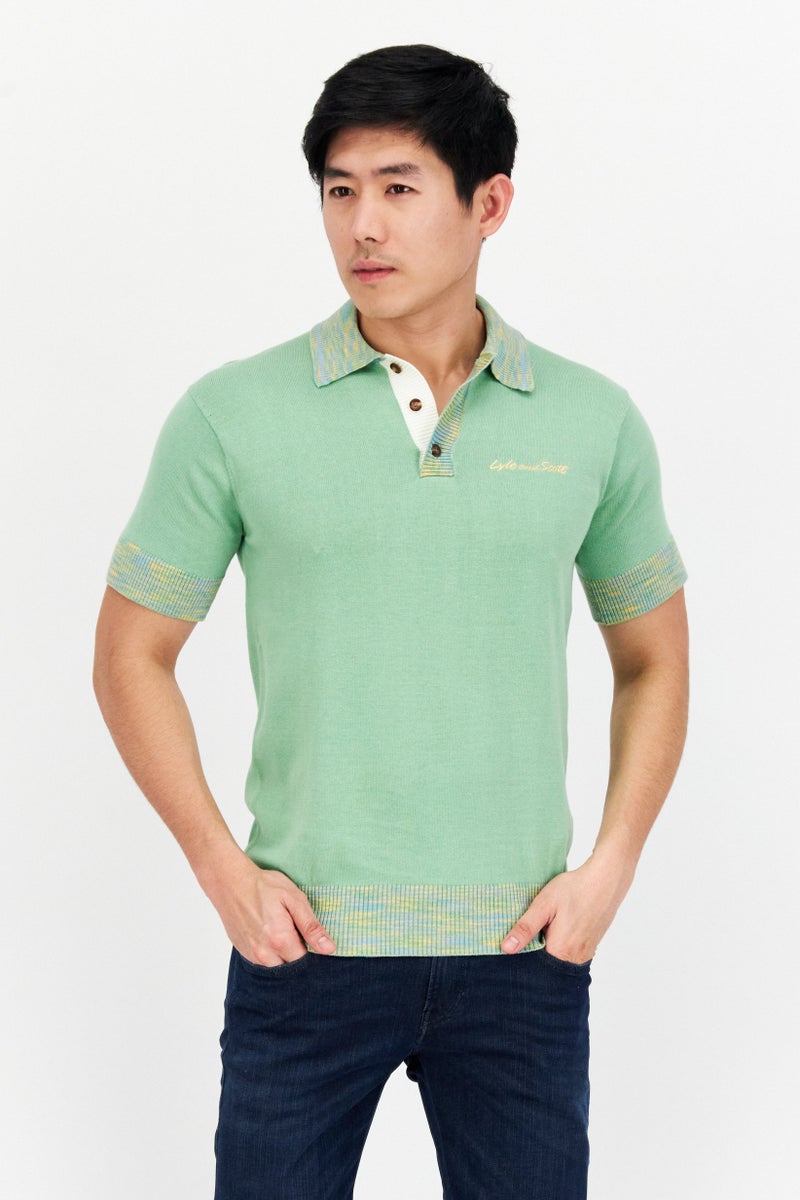 Lyle & Scott تي شيرت بولو قصير الأكمام للرجال بتصميم عادي، مجموعة خضراء - Image 1