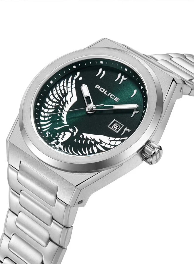 POLICE Salkantay Watch For Men Green Dial And Silver Bracelet