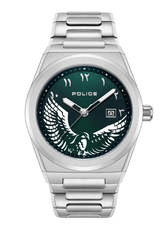 POLICE Salkantay Watch For Men Green Dial And Silver Bracelet