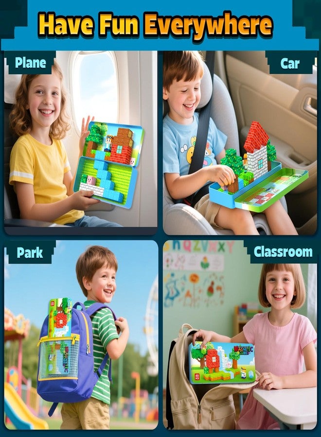 Coodoo Magnetic Blocks Kids Travel Toys with Portable Metal Tin - Montessori Building Blocks STEM Magnet Magnetic Tiles Toddler Kids Toys for 3+ Year Old Boys & Girls, Classroom Must Haves Creative Gift - Image 5