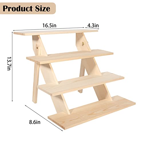 ZYP 4 Tier Wood Cupcake Display StandRetail Cookie Display RiserRustic Tiered Table Display Stand for Vendors Home Wedding PartyNature - Image 3