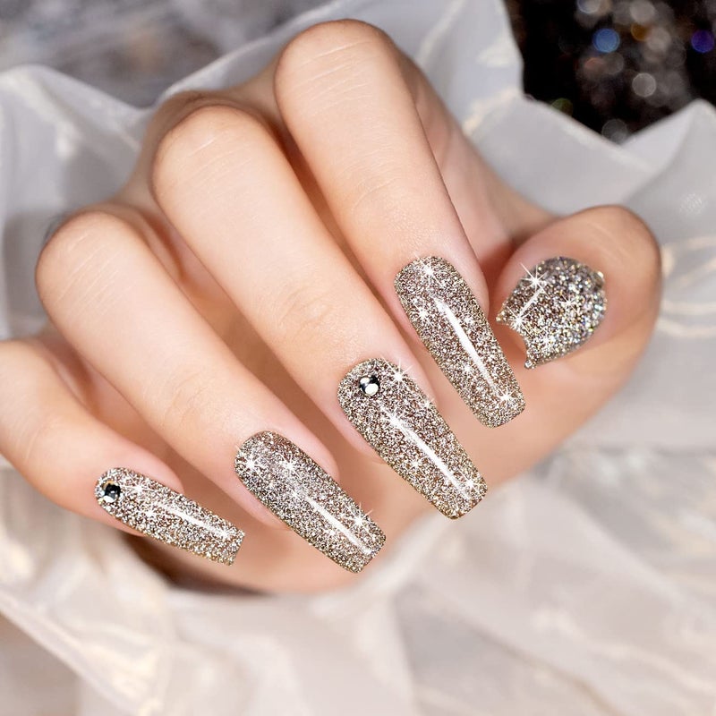 RARJSM Reflective Glitter Gel Polish,Flash Dimond Nude Brown Gel Nail Polish Winter Colors Sparkly Shiny U V L E D Curing Need Nailgel for Manicure DIY and Nail Art Salon 7.5ML - Image 3