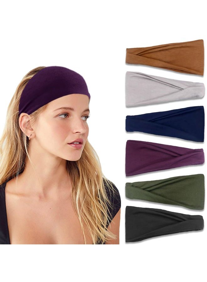 IVARYSS Headbands for Women, Non-Slip, Premium Stretchy Head Bands Hair Accessories,Wear for Yoga, Fashion, Working Out, Travel or Running, 6 Pack, Solid  - Image 1