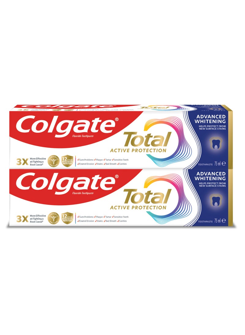 Colgate Total Active Protection Advanced Whitening Toothpaste Pack of 2 - Image 1