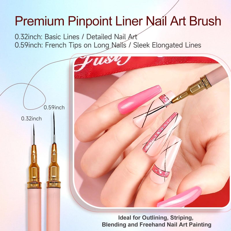 Neutechno 65Pcs Nail Art Tools Set, Professional 7Pcs Nail Art Brushes and 2Pcs Striping Liner Brush, 3Pcs Dual Tipped Dotting Pens, 4-Types Cat Eye Magnet, 50Pc Nails Sponges for Ombre & Grabbing Pen - Image 3