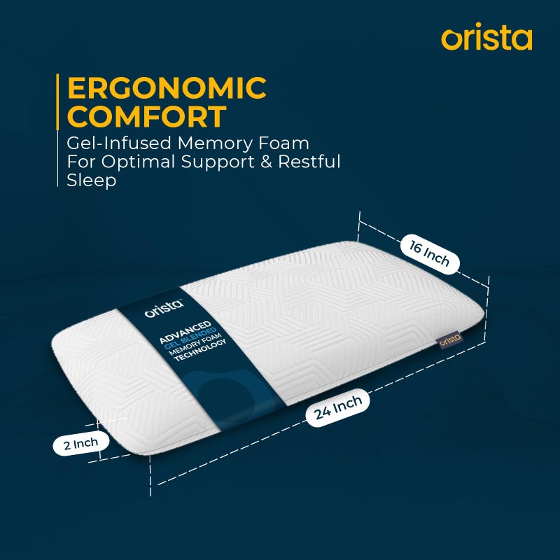 Orista™ Advance Gel Blended Memory Foam Sleep Enhancer Pillow | 2 Year Warranty | Cushions Neck & Shoulder Pain Relief | Orthopedic Pillow Back Side & Stomach Sleepers | 24 x 16 x 2 Inch | Set of 1 - Image 2