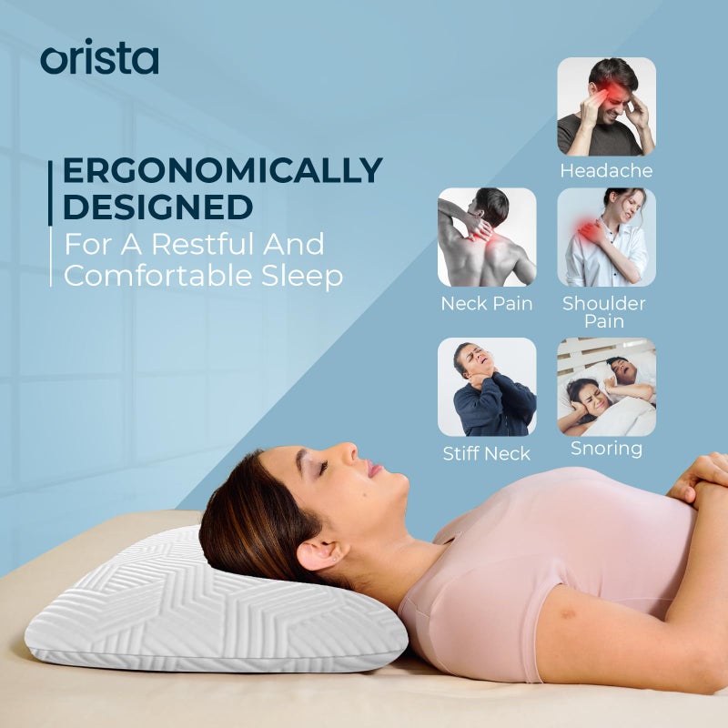 Orista™ Advance Gel Blended Memory Foam Sleep Enhancer Pillow | 2 Year Warranty | Cushions Neck & Shoulder Pain Relief | Orthopedic Pillow Back Side & Stomach Sleepers | 24 x 16 x 2 Inch | Set of 1 - Image 4
