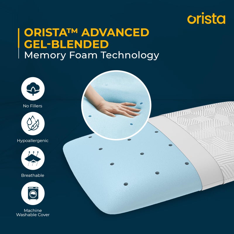 Orista™ Advance Gel Blended Memory Foam Sleep Enhancer Pillow | 2 Year Warranty | Cushions Neck & Shoulder Pain Relief | Orthopedic Pillow Back Side & Stomach Sleepers | 24 x 16 x 2 Inch | Set of 1 - Image 5