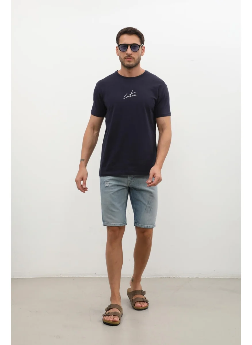 ماركابيا هوم Men's Ripped Detail Slim Fit Jean Shorts