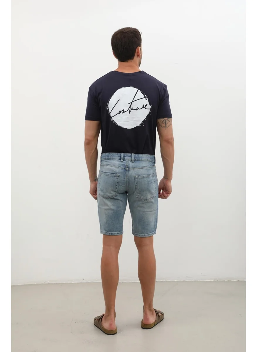 ماركابيا هوم Men's Ripped Detail Slim Fit Jean Shorts
