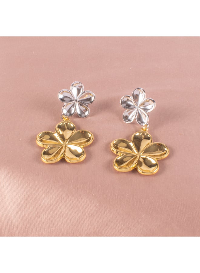 Two Tone Golden Silver Stainless Steel Earring
