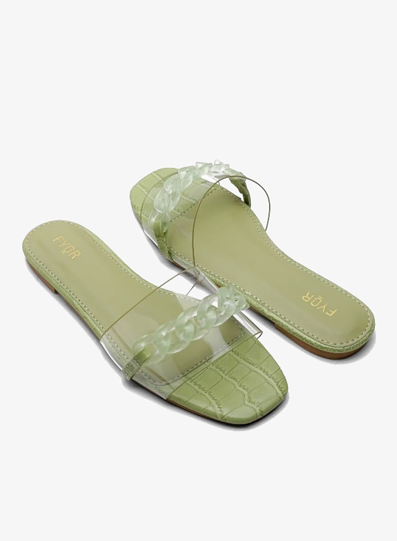 FYOR Chain Detailed Clear Slide Sandal MY 227 - Image 3