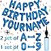 Awfrky 76pcs Happy Birthday Balloon Banner Blue Balloons Letters Personalized 16 Mylar Foil Birthday Decorations includes 2 Sets A Z 1 set Number 09 and HAPPY BIRTHDAY letters with Balloon Pump - Image 2