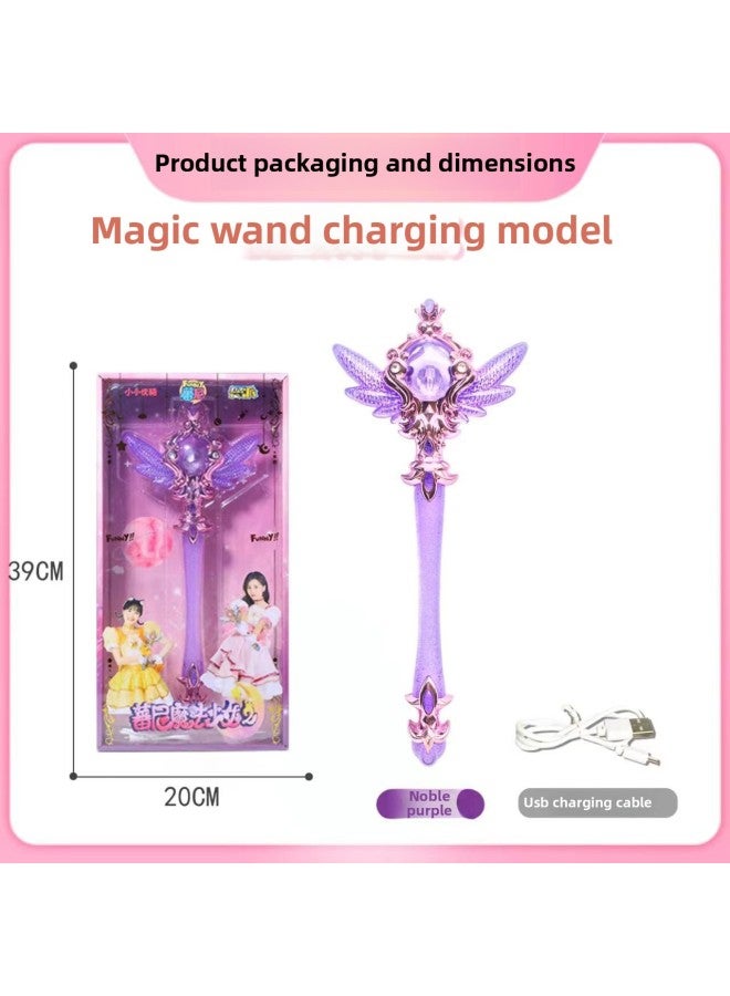 Children's Crystal Luminous Fairy Magic Stick Girls' Toy Girls' Music BA Little Magic Fairy Lala Princess Gift Festival-Color:Rechargeable Rotating Glare Crystal Magic Wand (d2688-17a Purple (bracelet Version)  - Image 5