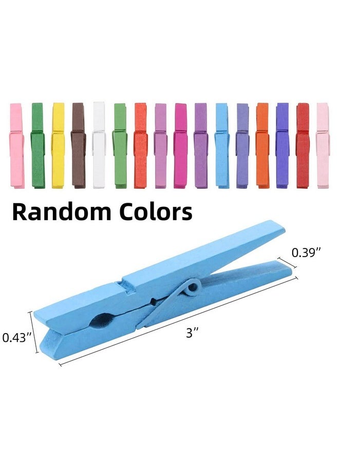 Tecbeauty - Tecbeauty 200pcs Colored Clothespins Wooden Clothes Pins, Wood Clips for Crafts Pictures Classroom Photos, 3inch, Random Colors - Image 1