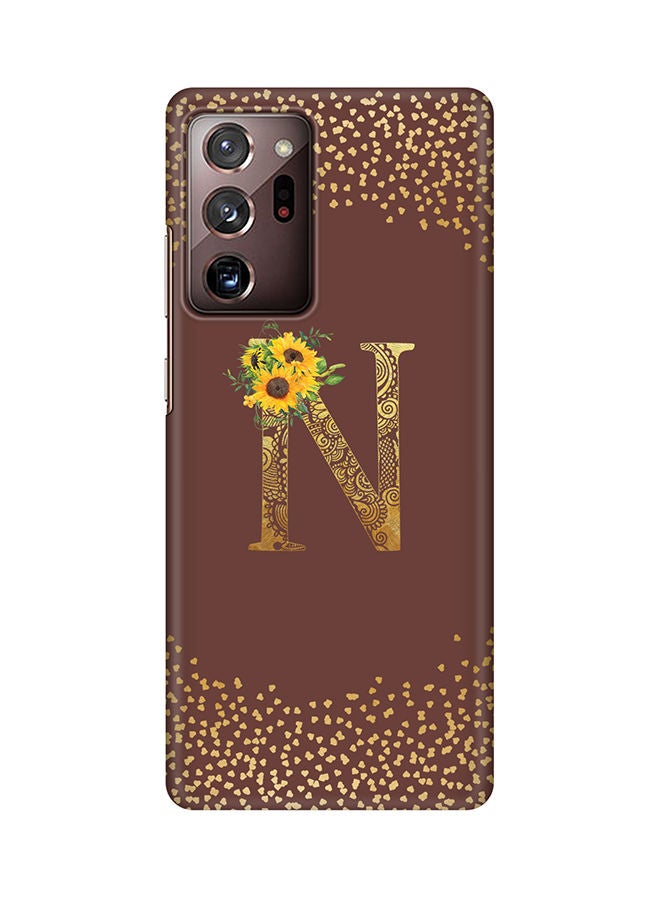 Stylizedd Monogram Slim Cover for Samsung Galaxy Note 20 Ultra Case Custom Initials Letter Floral Pattern Snap Series Mobile Cover Matte Alphabet  - N (Brown) - Image 1