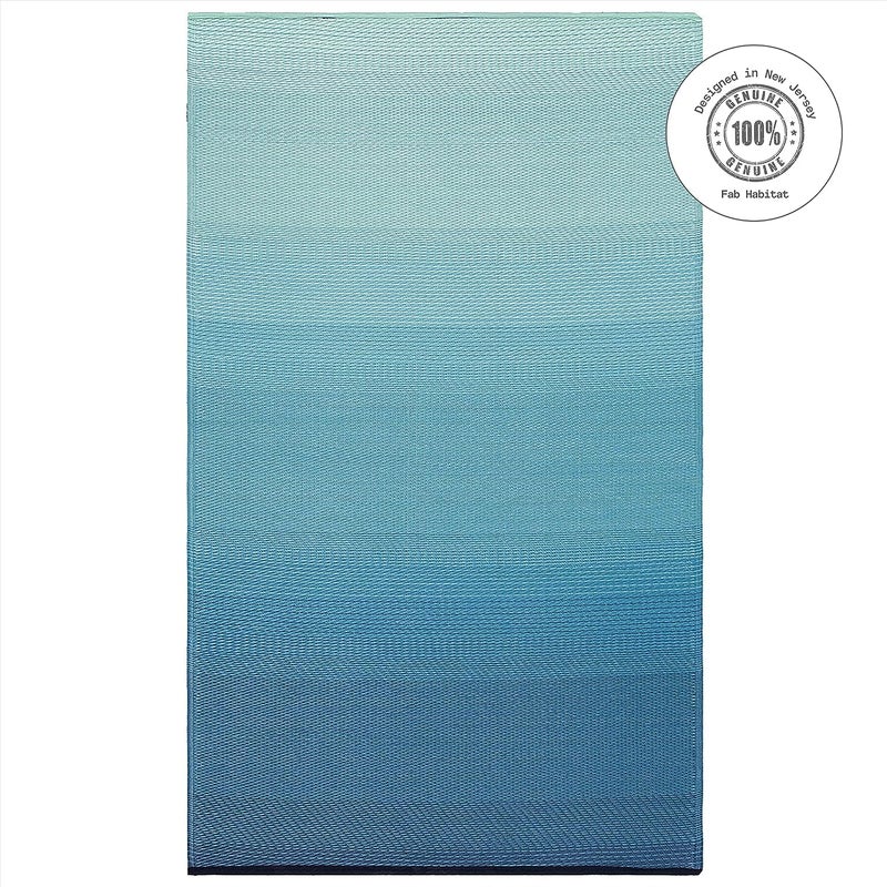 Fab Habitat Outdoor Rug - Waterproof, Fade Resistant, Crease-Free - Premium Recycled Plastic - Ombre - Porch, Deck, Balcony, Mudroom, Laundry Room, Patio - Big Sur - Teal - 3 x 5 ft - Image 3