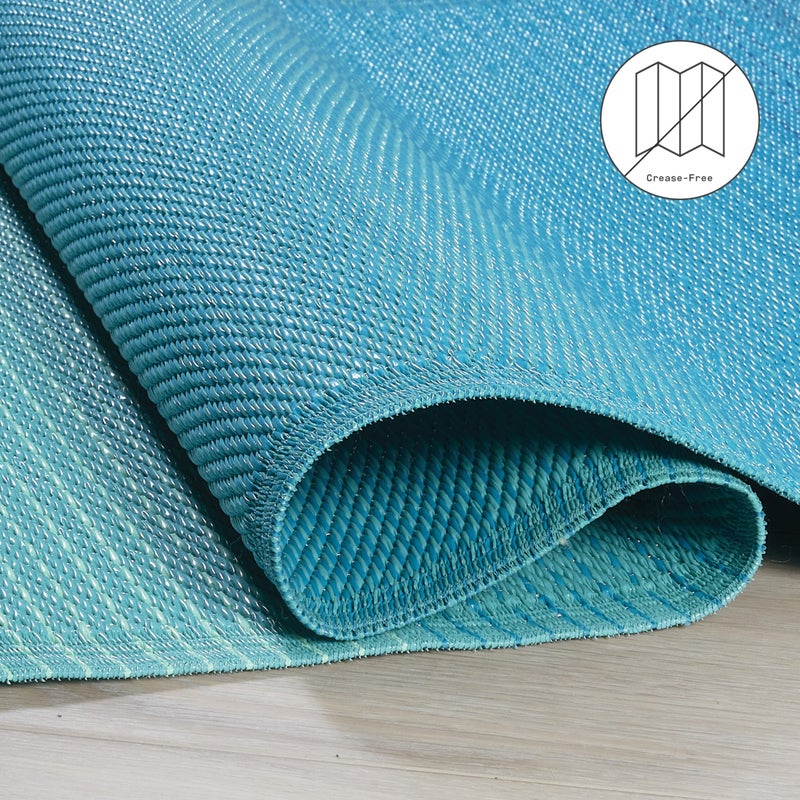 Fab Habitat Outdoor Rug - Waterproof, Fade Resistant, Crease-Free - Premium Recycled Plastic - Ombre - Porch, Deck, Balcony, Mudroom, Laundry Room, Patio - Big Sur - Teal - 3 x 5 ft - Image 5