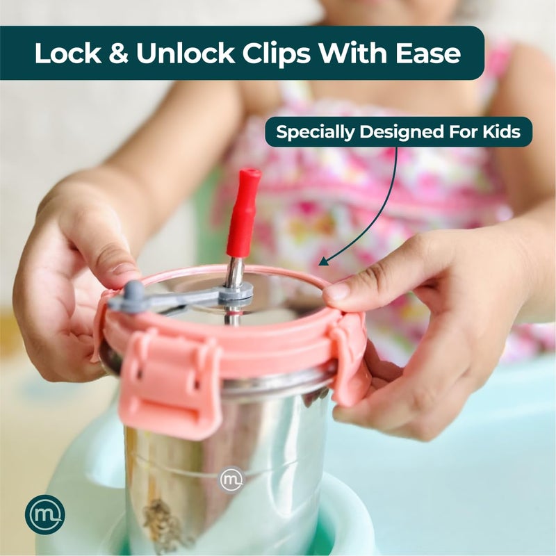 Mishaa 300ml Stainless Steel Tumbler for Kids 1 Pc, Stylish Drinkware with Leak-Proof Straw, Secure Lid & Handy Cleaning Brush, Ice Pink - Image 5
