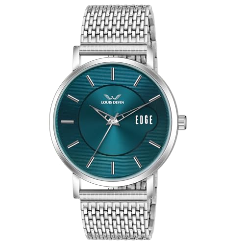 LOUIS DEVIN Stainless Steel Chain Analog Wrist Watch for Men (Blue Dial) | LD-GR092-BLU-CH - Image 1