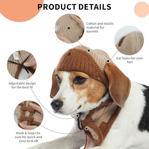 ADNIKIA Dog Winter Pilot Hat with Ear Flaps for Cold Weather Knitted Dog Hat with Ear Holes Adjustable Chin Strap Noise Protection Knitted Beanie Hat Stylish Pet Accessories Clothes - Image 3