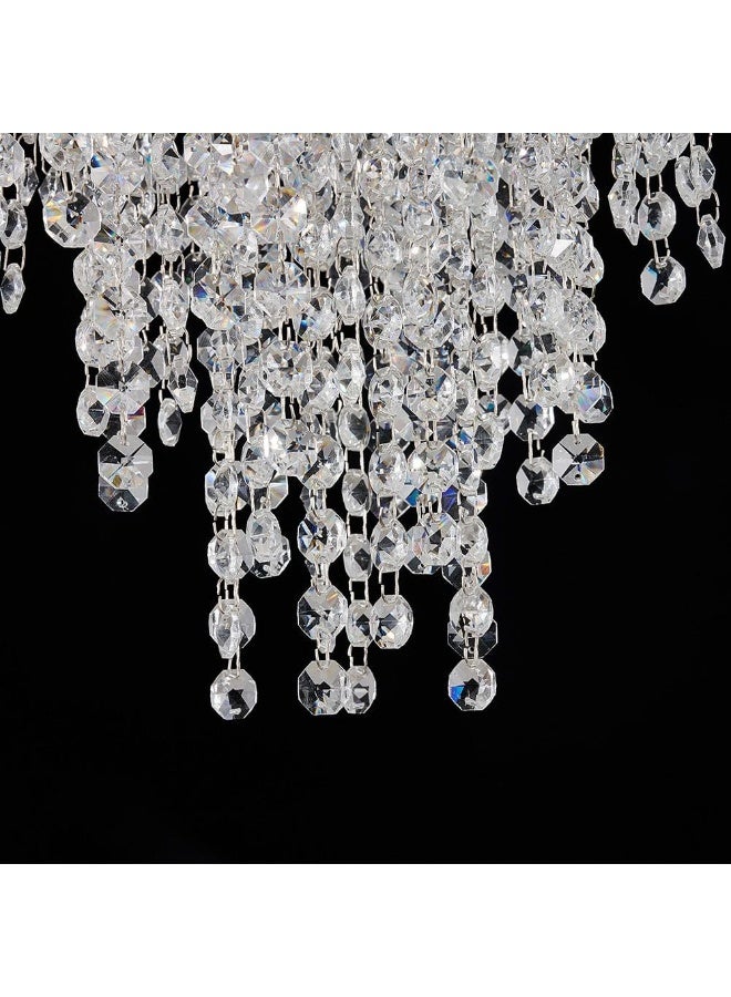 DANUBE HOME Danube Home Florio Crystal Chandelier For Living Room| 11-Lights Indoor Lighting Fixture With E14 Socket| Metal Frame With Chrome Finish|Hanging Lights|Ceiling Lights| L60xW80xH60cm (1 Year Warranty)  - Image 4