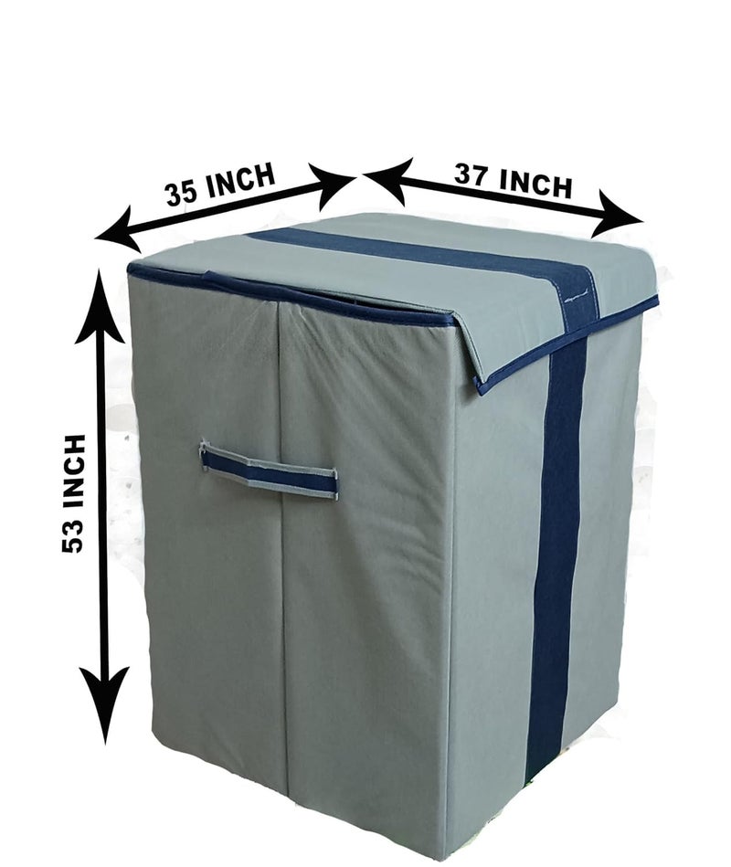 Folding Laundry Basket for Clothes with Lid HandleToys Organiser75 Litre Pack of 1 Blue Grey - Image 3