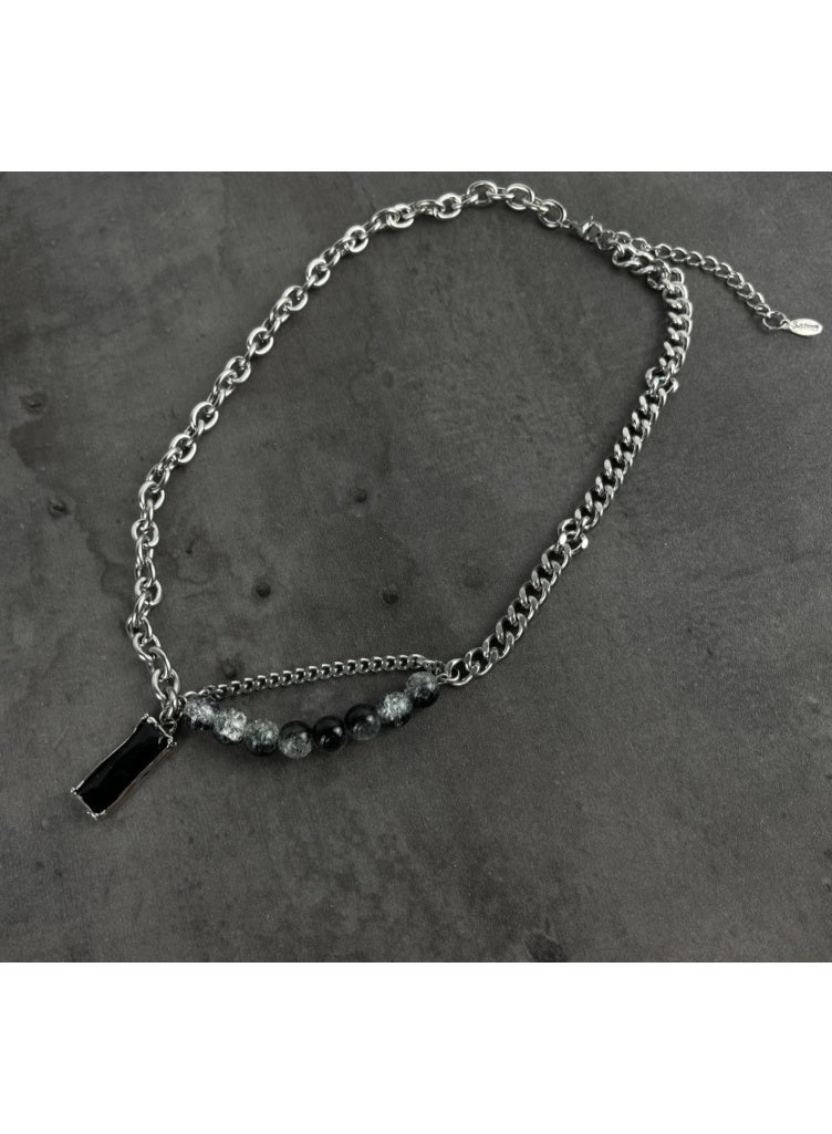 LATEEN Men's Titanium Steel Necklace Silver Trendy Collarbone Chain Rugged Hip Pop  Style Accessory 50CM With Birthday Eid Gift Hypoallergenic & Durable Fashion Jewelry - Image 3