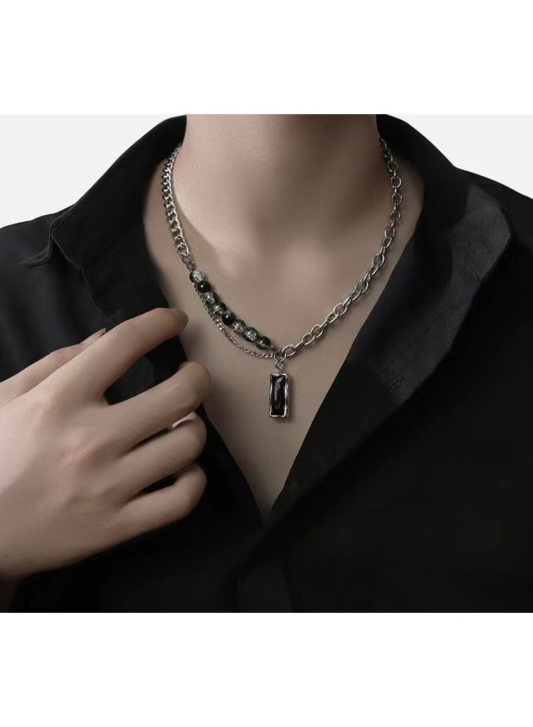 LATEEN Men's Titanium Steel Necklace Silver Trendy Collarbone Chain Rugged Hip Pop  Style Accessory 50CM With Birthday Eid Gift Hypoallergenic & Durable Fashion Jewelry - Image 1