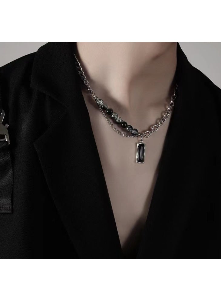 LATEEN Men's Titanium Steel Necklace Silver Trendy Collarbone Chain Rugged Hip Pop  Style Accessory 50CM With Birthday Eid Gift Hypoallergenic & Durable Fashion Jewelry - Image 2