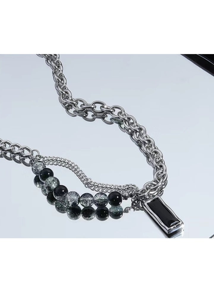 LATEEN Men's Titanium Steel Necklace Silver Trendy Collarbone Chain Rugged Hip Pop  Style Accessory 50CM With Birthday Eid Gift Hypoallergenic & Durable Fashion Jewelry - Image 4